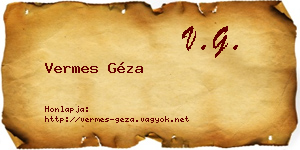 Vermes Géza névjegykártya