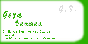 geza vermes business card